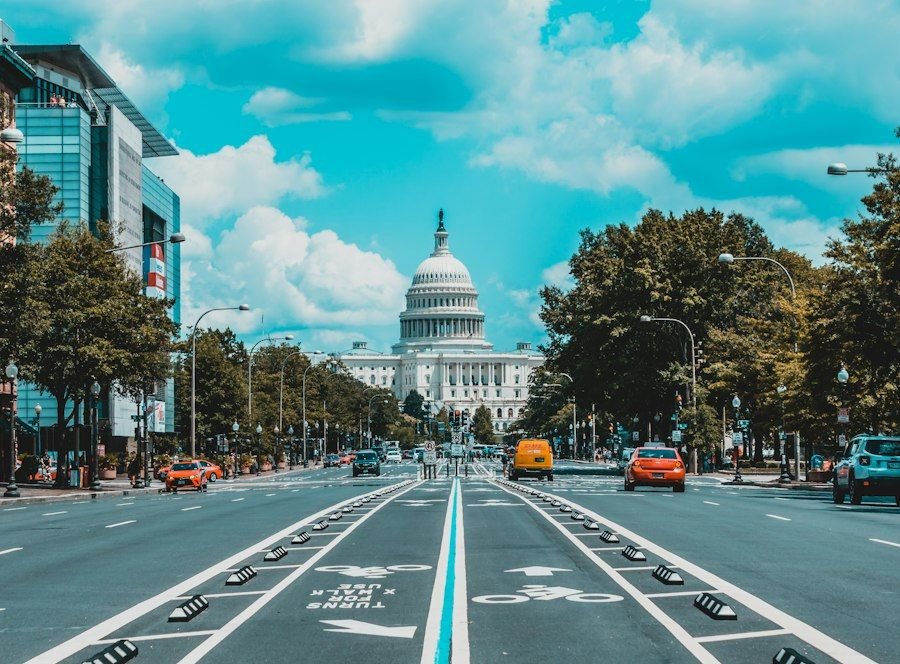 U.S. Capitol and federal buildings along Pennsylvania Avenue, Washington, D.C.